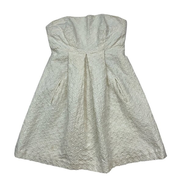 Tracy Reese Strapless Dress 2 Cream Mini Textured Pockets Bridal Resort - Picture 14 of 14
